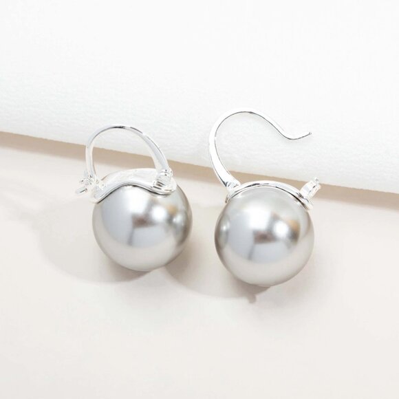 Alicia Bonnie Blanche Pearl Huggie Drop Earrings, Silver Crystal Pearl - Picture 2 of 6